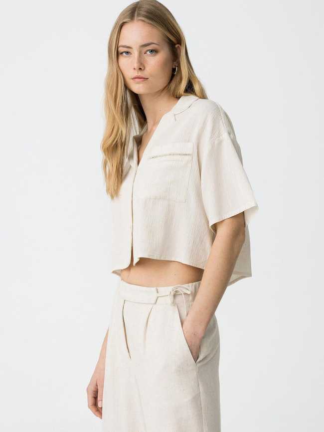 Chemise crop panache beige femme - Tiffosi