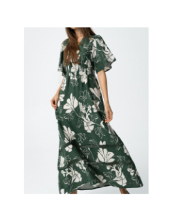Robe longue à fleurs magnolia vert femme - Tiffosi