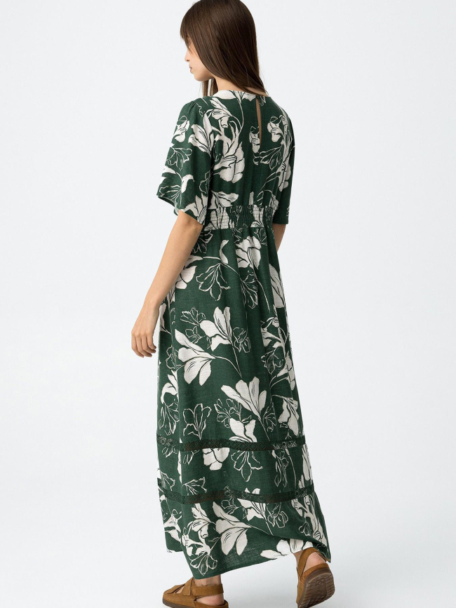 Robe longue à fleurs magnolia vert femme - Tiffosi