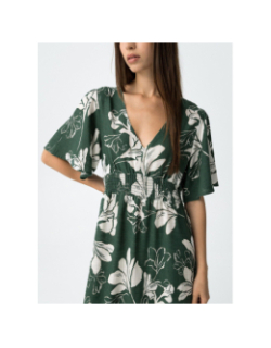 Robe longue à fleurs magnolia vert femme - Tiffosi
