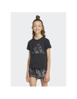 T-shirt à manches courtes flower logo noir fille - Adidas