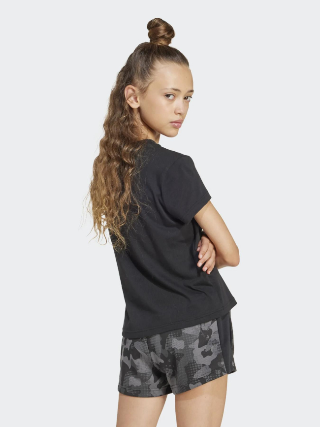 T-shirt à manches courtes flower logo noir fille - Adidas