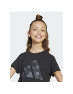 T-shirt à manches courtes flower logo noir fille - Adidas