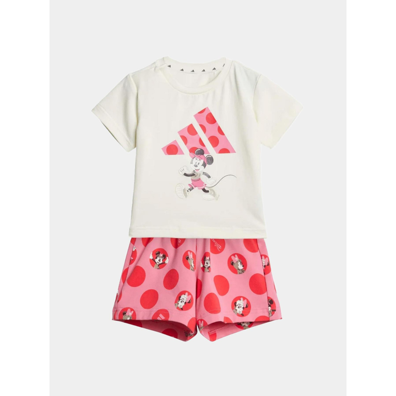 Ensemble t-shirt et short minnie rose et blanc fille - Adidas