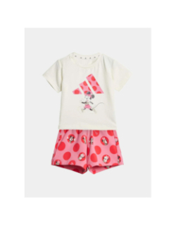 Ensemble t-shirt et short minnie rose et blanc fille - Adidas