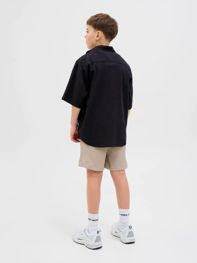 Chemise en lin paros oversized noir garçon - Jack & Jones