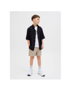 Chemise en lin paros oversized noir garçon - Jack & Jones