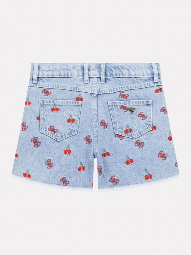 Short en jean broderie bleu ciel fille - Guess