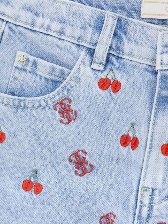 Short en jean broderie bleu ciel fille - Guess