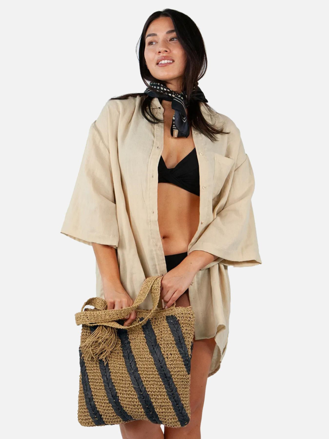 Sac shopping en paille djalu marron femme - Barts