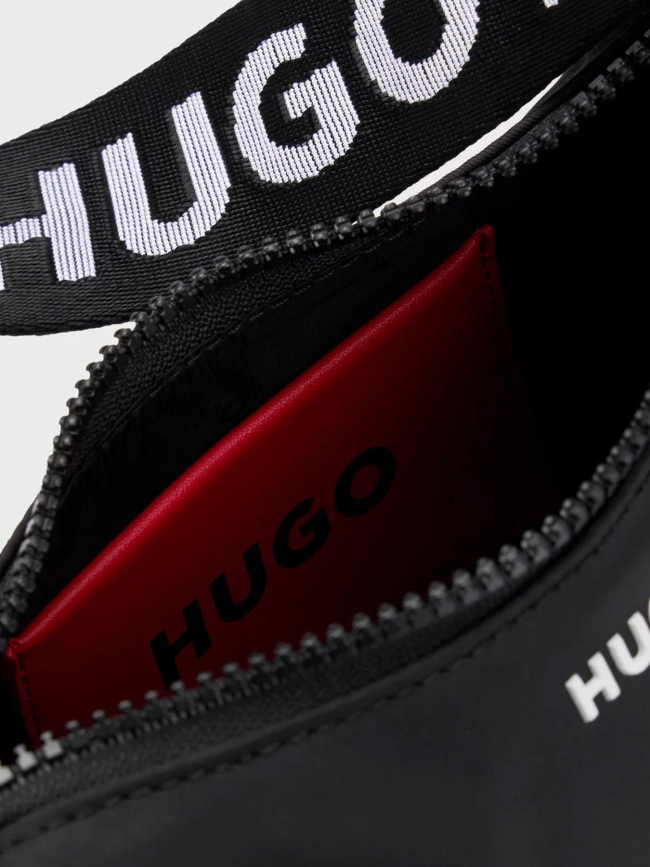 Sac hobo en twill avec bandoulière logotée noir femme - Hugo