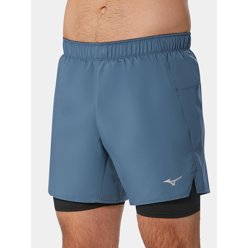 Short de running core 5.5 2in1 gris homme - Mizuno