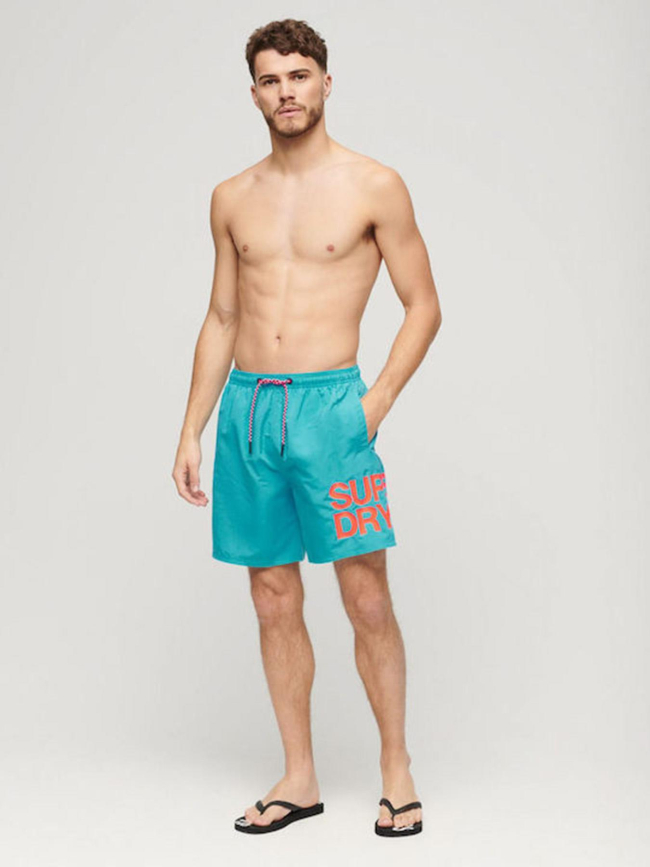 Short de bain sportswear logo bleu homme - Superdry