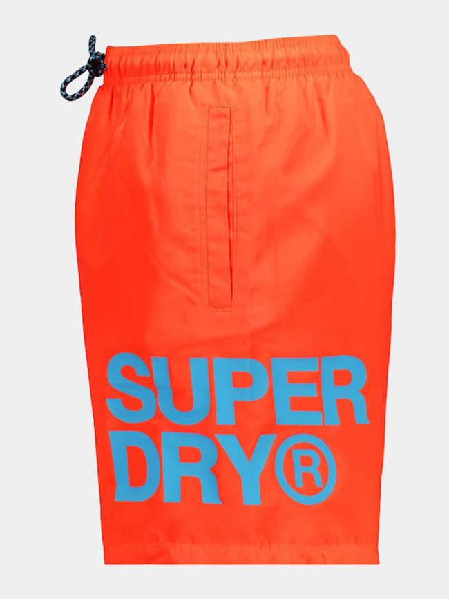 Short de bain sportswear logo orange fluo homme - Superdry
