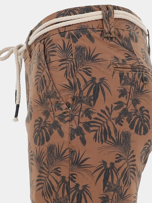 Bermuda motifs feuillage verdo camel homme - La Maison Blaggio