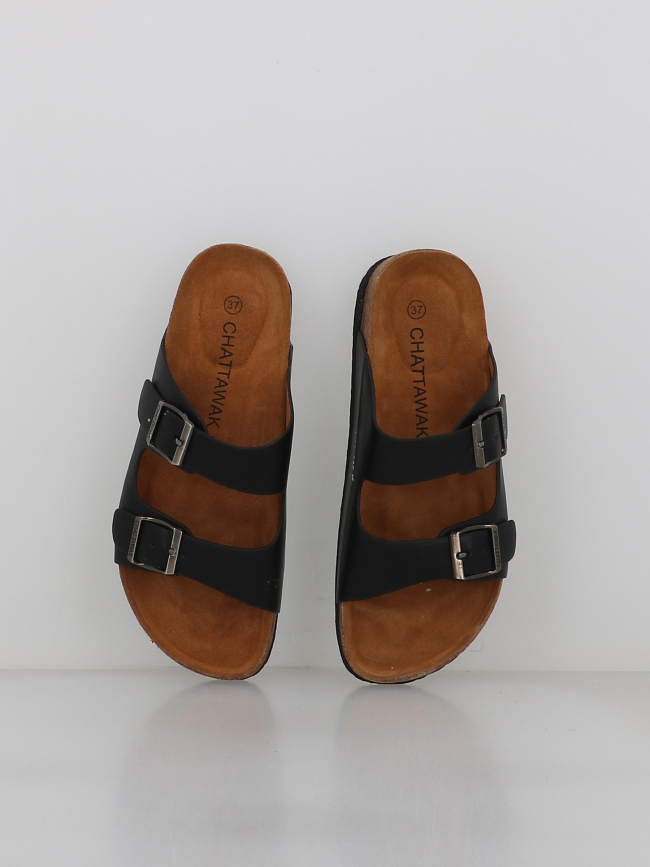 Sandales double bride orphée noir femme - Chattawak