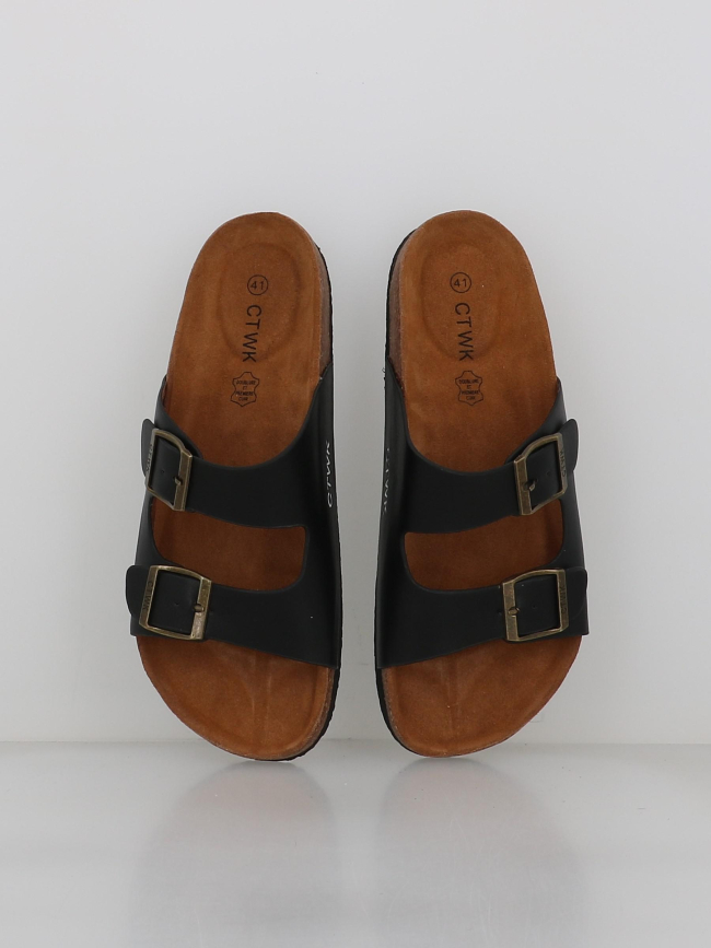 Sandales double bride orphée noir homme - Chattawak