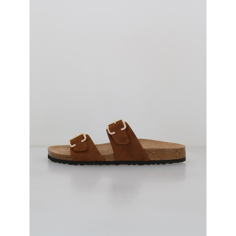 Sandales double bride maxi marron femme - Only