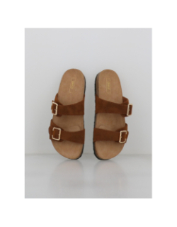 Sandales double bride maxi marron femme - Only