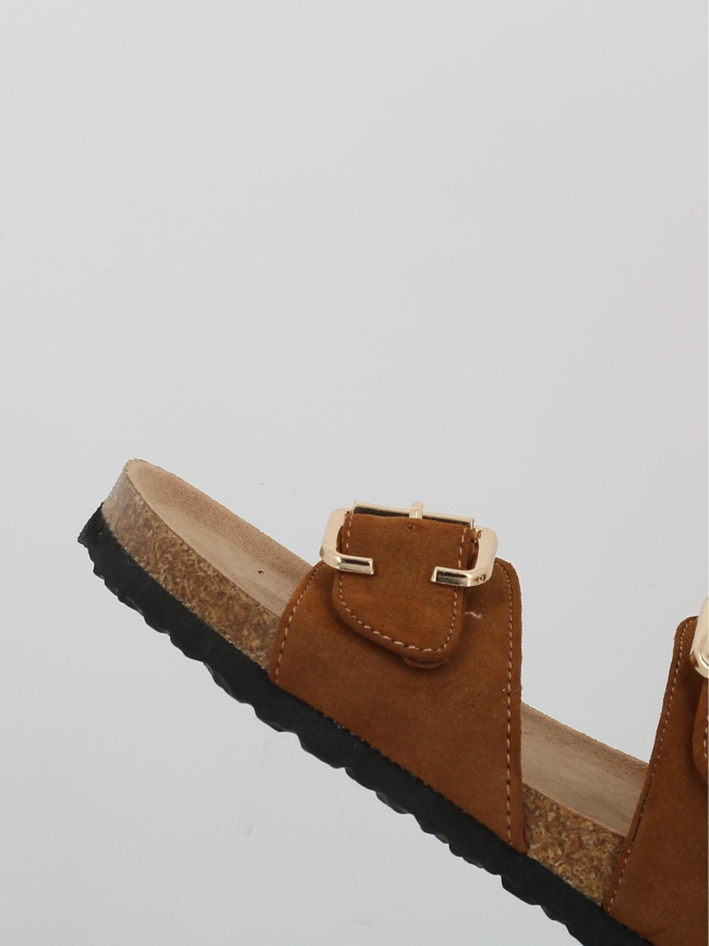 Sandales double bride maxi marron femme - Only