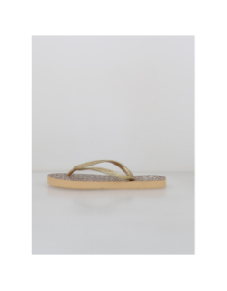 Tongs léopard pailleté oponce beige doré femme - Culture Sud