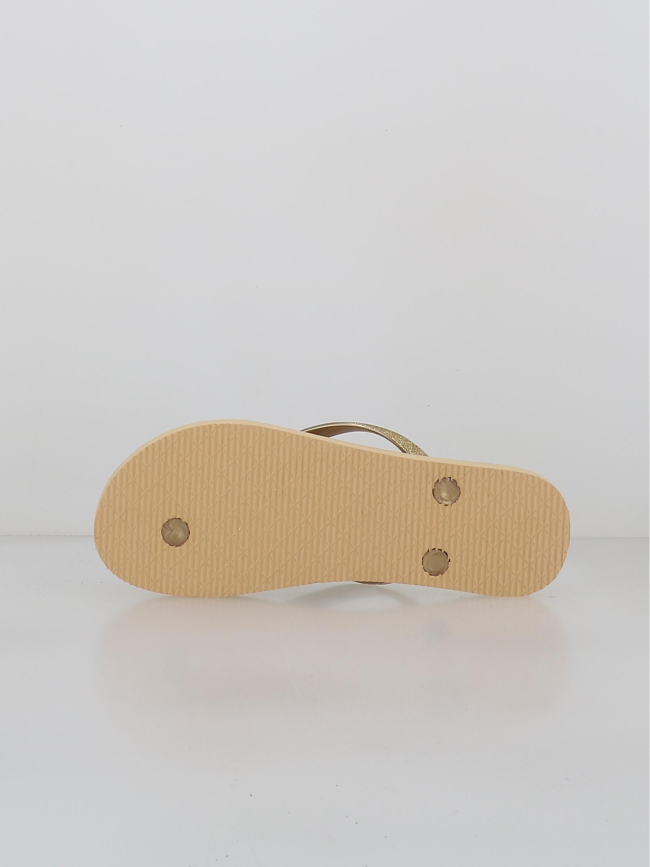 Tongs léopard pailleté oponce beige doré femme - Culture Sud