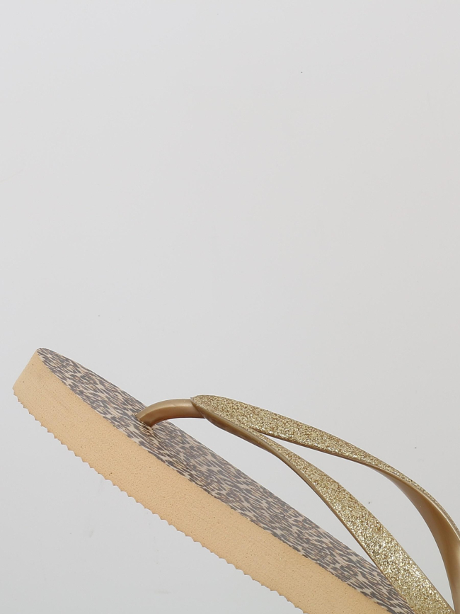 Tongs léopard pailleté oponce beige doré femme - Culture Sud