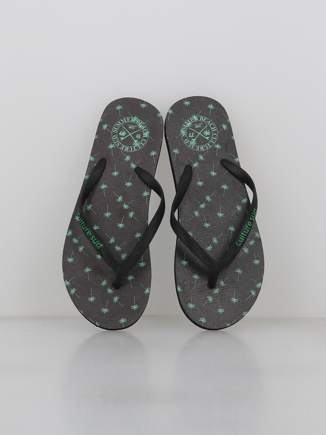 Tongs imprimées palmier noir vert garçon - Culture Sud