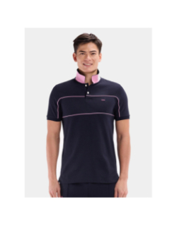 Polo en coton à découpes passepoilées bleu nuit homme - Eden Park