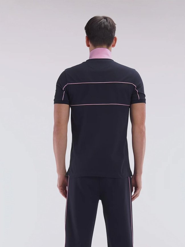 Polo en coton à découpes passepoilées bleu nuit homme - Eden Park