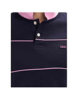 Polo en coton à découpes passepoilées bleu nuit homme - Eden Park