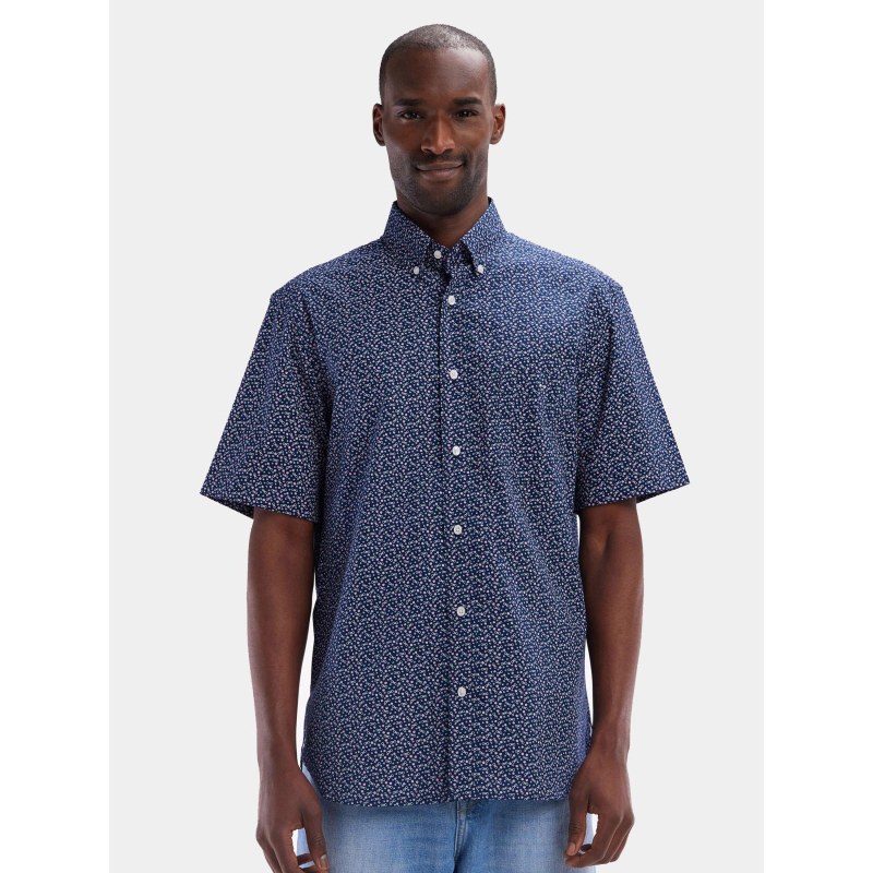 Chemise manches courtes à micromotifs bleu homme - Eden Park
