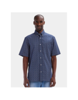Chemise manches courtes à micromotifs bleu homme - Eden Park