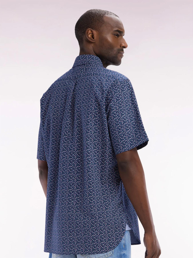 Chemise manches courtes à micromotifs bleu homme - Eden Park