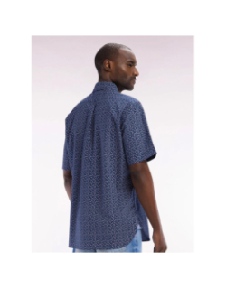 Chemise manches courtes à micromotifs bleu homme - Eden Park