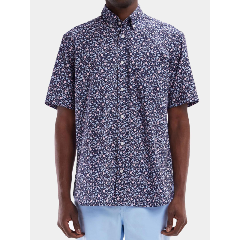 Chemise à manches courtes imprimé floral bleu homme - Eden Park