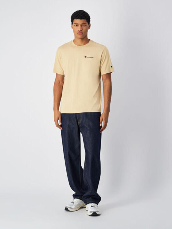 T-shirt crewneck à petit logo beige homme - Champion
