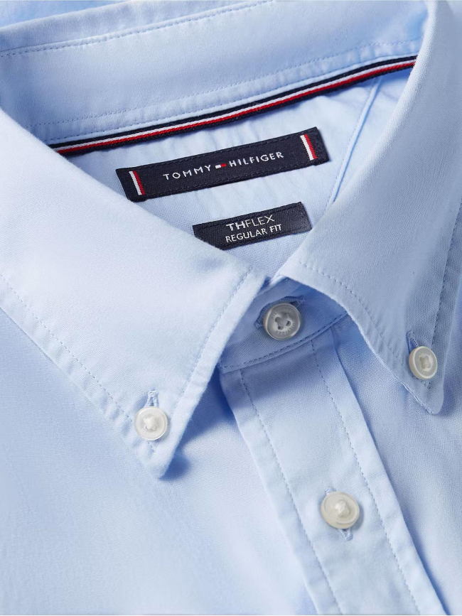 Chemise manches courtes flex poplin bleu homme - Tommy Hilfiger
