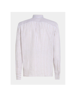 Chemise en lin rayée essential beige homme - Tommy Hilfiger