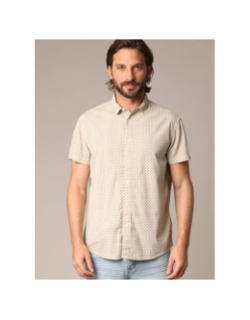 Chemise pagos imprimé palmier beige homme - Deeluxe