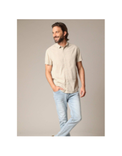 Chemise pagos imprimé palmier beige homme - Deeluxe