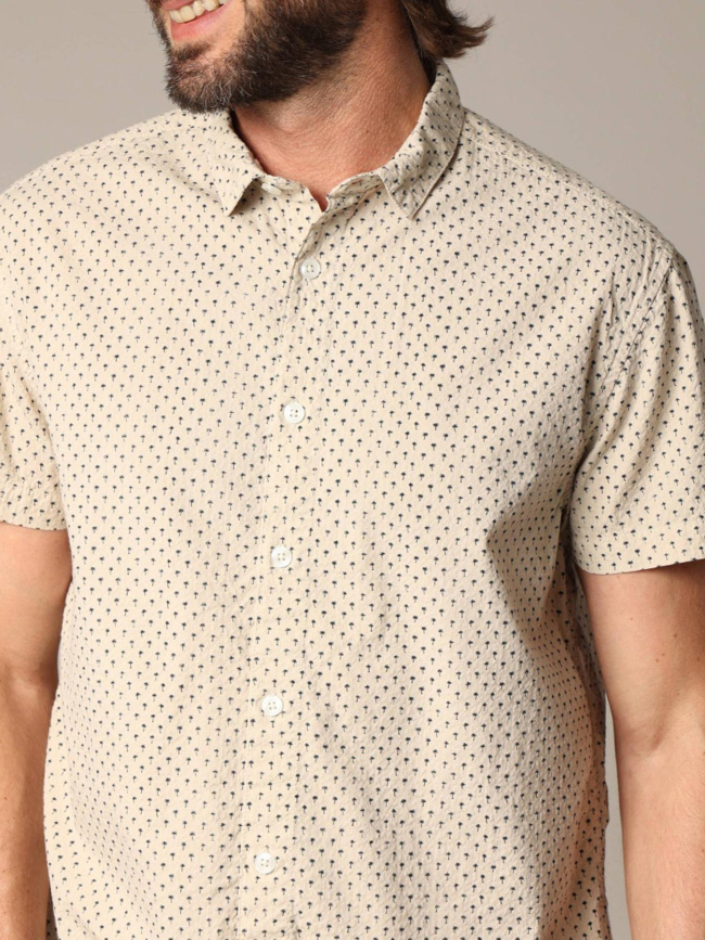 Chemise pagos imprimé palmier beige homme - Deeluxe