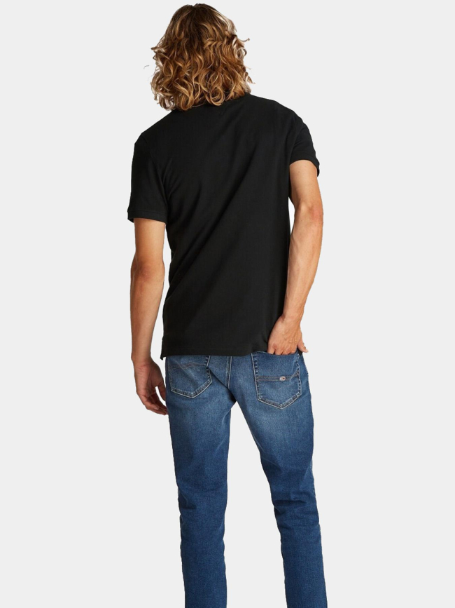 Polo slim placket noir homme - Tommy Jeans