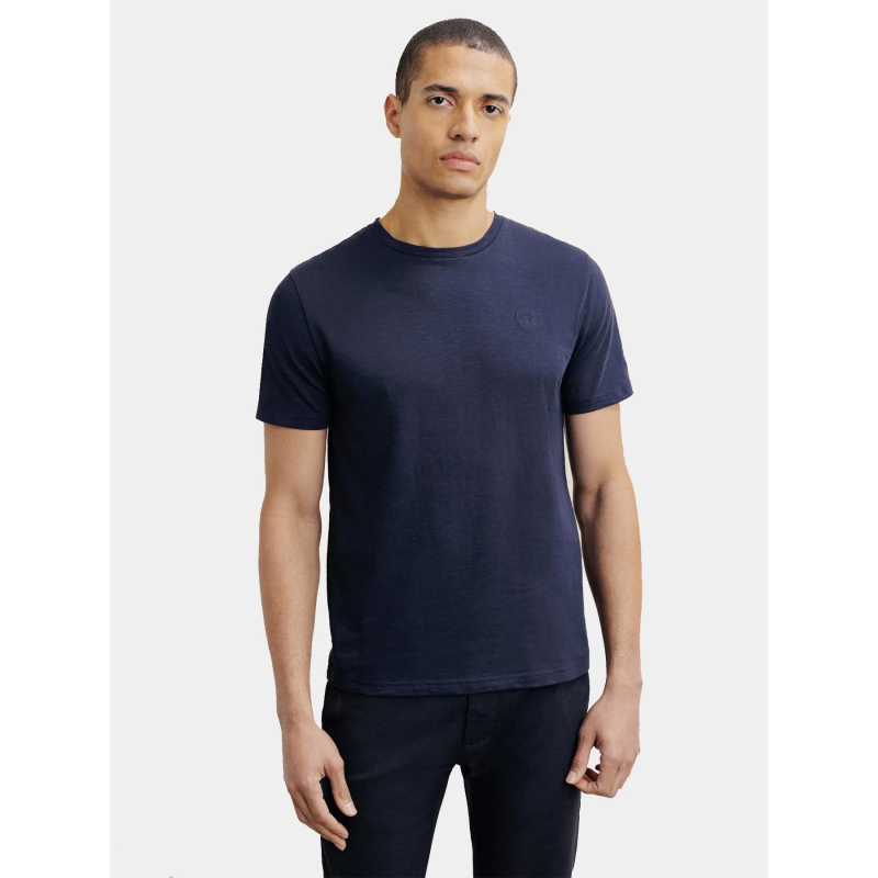 T-shirt uni slub bleu marine homme - Izac