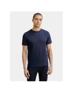 T-shirt uni slub bleu marine homme - Izac
