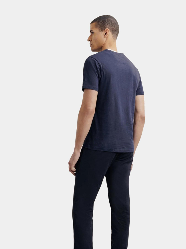 T-shirt uni slub bleu marine homme - Izac