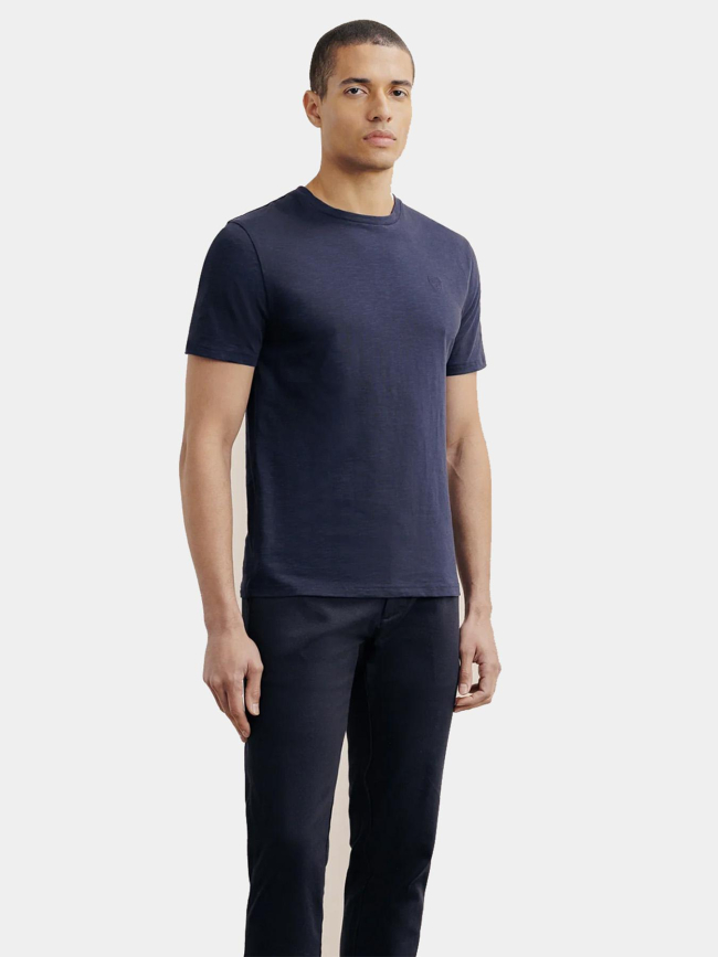 T-shirt uni slub bleu marine homme - Izac