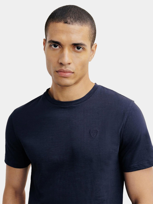 T-shirt uni slub bleu marine homme - Izac