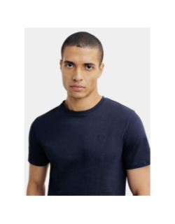 T-shirt uni slub bleu marine homme - Izac