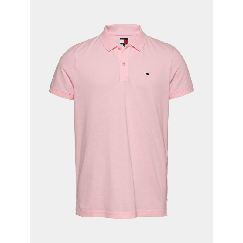 Polo slim placket rose homme - Tommy Jeans